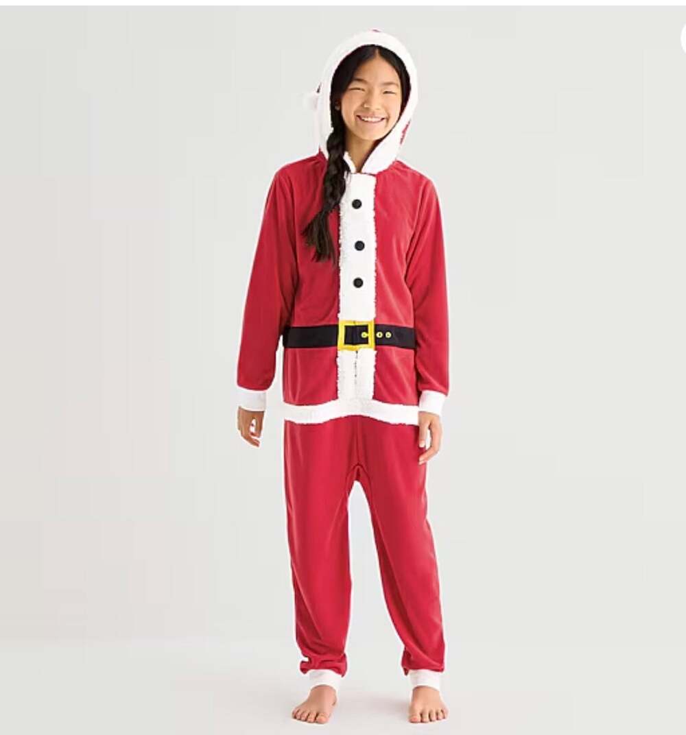 North Pole Trading Co. Kids Christmas Unisex One Piece Santa Pajama Size M 10/12